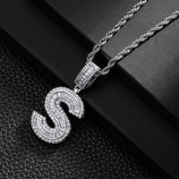 Collar con Letra A-Z, Resistente al Deslustre, con Incrustaciones de Circonita Cúbica Sintética 5A, Acabado de Alta Calidad, Unisex, Estilo Viral