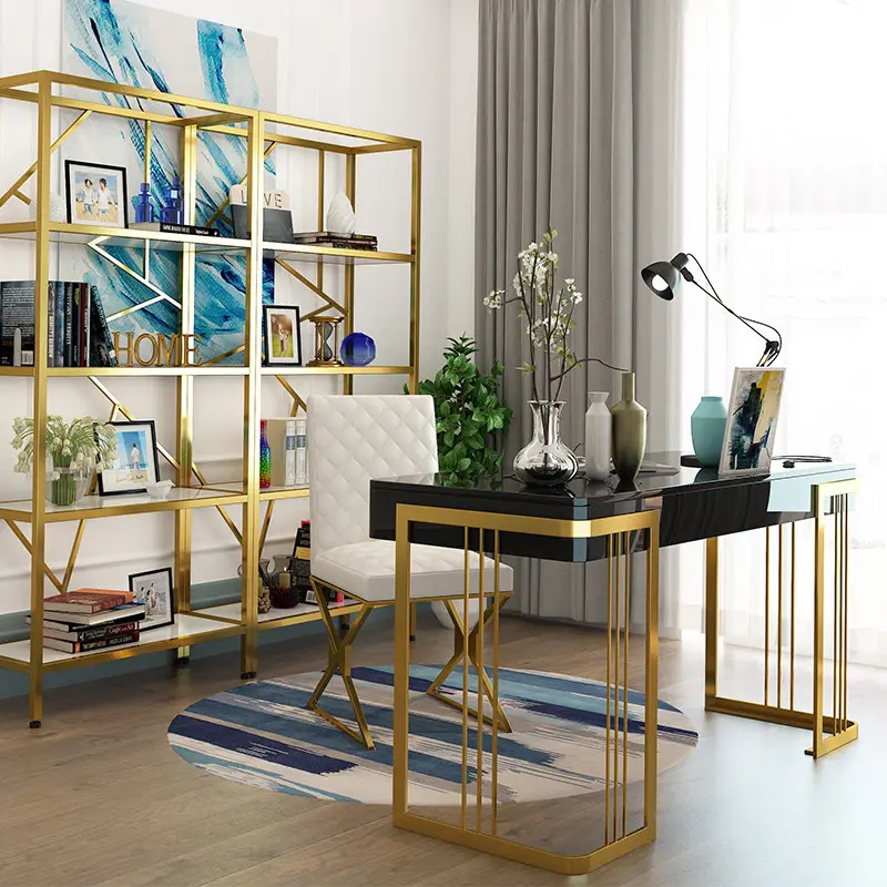 Роскошные офисные стулья и офисные стулья в современном стиле с золотой основой из нержавеющей стали черного и белого цвета из итальянской кожи
