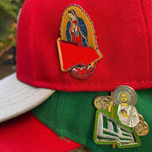 Kualitas tinggi kustom lucu kartun gaya Meksiko desain emas logam kerah pin topi dengan rantai - Product Image 5