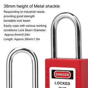 Cadenas de verrouillage industriel BOZZYS - Cadenas LOTO en acier à clé identique BOZZYS de 38 mm avec manille en acier rouge conforme à la norme OSHA - Product Image 2