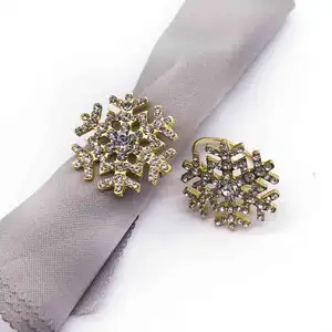 Rhinestone Jeweled snowflake metal napkin rings High Quality Serviette Napkin ring