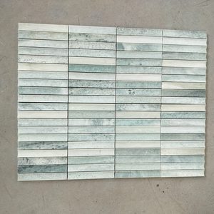 Tuiles de mosaïque en marbre concave affûté de couleur vert cristal de Chine, vert Ming, <span class=keywords><strong>Kitkat</strong></span>, bambou, pour les crédences murales - Product Image 3