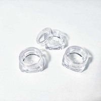 Pot à crème pour le visage vide personnalisable de 5 ml en PS transparent, pot carré en plastique de 6,5 g avec couvercle, vente en gros