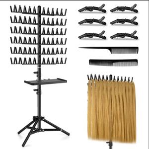 Soporte Retráctil para Extensiones de Cabello Trenzado, Herramienta de Pie para Peinado de Pelucas y Trenzas, Cabello Remy de Grado Profesional - Product Image 1