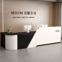 Bureau de réception d'entreprise modulaire ergonomique multifonctionnel en bois à lattes, avec logo personnalisé, idéal pour salons de beauté, spas et boutiques - Grande vente !
