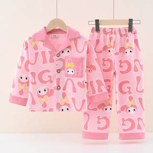Conjunto de <span class=keywords><strong>Pijama</strong></span> 100% Algodón para Niños y Niñas, Diseño de Dibujos Animados para las Cuatro Estaciones, Manga Larga, Transpirable, Suave y Lavable - Product Image 1