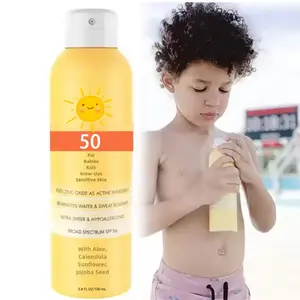 สเปรย์กันแดดแร่สําหรับเด็ก Spf 50 ป้องกันรังสียูวีเอ / UVB สังกะสีออกไซด์ว่านหางจระเข้กันน้ําสเปรย์กันแดดเด็ก