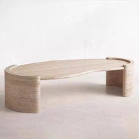 Table basse en marbre travertin nordique salon Table basse ronde taille de table d'angle personnalisée