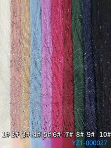 Tessuto in Pizzo <span class=keywords><strong>Nero</strong></span> di Lusso YZ con Paillettes Ricamate, Tessuto in Rete Glitterato, Pizzo Africano Ricamato con Perline per Abiti - Product Image 6