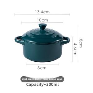 Bol à oeufs cuit à la vapeur en céramique classique <span class=keywords><strong>Double</strong></span> poignée Soufflé Air Fryer Bol de cuisson Ragoût ménager pour enfants Pot à soupe Nid d'oiseau - Product Image 6