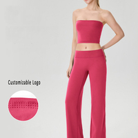 Conjunto de Yoga Antideslizante sin Tirantes con Logotipo Personalizado al por Mayor para Mujer, Sensación de Segunda Piel, 2 Piezas, Ropa de Gimnasio, Suministro Integral OEM ODM