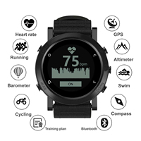 Jam tangan pintar GPS modis, jam tangan pintar IP67 dengan tali nilon hitam untuk kegiatan luar ruangan Diameter Dial 47mm lebar pita 20mm pemantauan olahraga