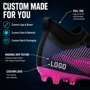 Chaussures <span class=keywords><strong>de</strong></span> football pour hommes, noires et roses, crampons <span class=keywords><strong>de</strong></span> football professionnels, vente en gros, crampons <span class=keywords><strong>de</strong></span> football personnalisés - Product Image 2