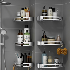 Teel-estantes de pared para baño, <span class=keywords><strong>sin</strong></span> perforación estantería de <span class=keywords><strong>ducha</strong></span>, color negro - Product Image 5