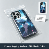 Coque de téléphone anti-rayures à impression intégrale avec effet lumineux bleu et personnage d'anime gris vibrant pour iPhone 17/15 Pro Max & Plus Series