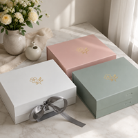 Boîte magnétique rigide personnalisée avec logo et fermeture à ruban en soie pour cadeau de mariage, matériau recyclable, boîte pliante pour parfum, soins de la peau, anniversaire