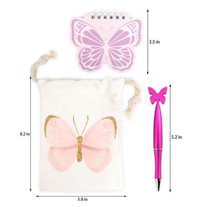 Party Favors Supplies Set Butterfly Notebook Note Pad With <b>Pen</b> Drawstring Gift Treat Bags - Product Image 2