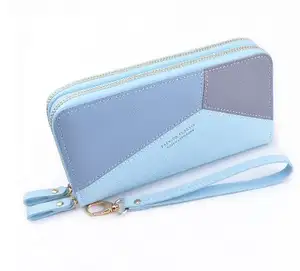Çift fermuarlı cüzdan cep telefonu çantası sıcak satış yeni cüzdan kadın moda PU erkekler Polyester Opp çanta uzun moda Anti-hırsızlık Gs