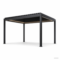Pergola à lames motorisées pour restaurant, café, repas en plein air, gazebo en aluminium imperméable, toit réglable