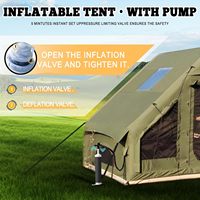 Grande tente de camping gonflable portable Oxford imperméable pour famille avec pompe à air, installation facile, protection UV, conception à une chambre