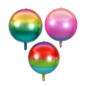 कस्टम 4D पन्नी गुब्बारा 10 15 18 22 32 इंच के लिए शुद्ध रंग एल्यूमीनियम गोल चक्र बैलोन पार्टी शादी की सजावट हीलियम गुब्बारे