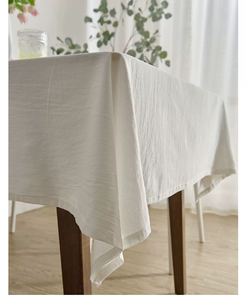 Nappe <span class=keywords><strong>en</strong></span> coton pur <span class=keywords><strong>blanc</strong></span> uni texturé froissé pour photographie, pique-nique, ou bureau de dortoir - Product Image 4