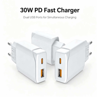 Chargeur mural USB-A Type-C ultra-fin à charge rapide PD30W HNT OEM/ODM, adaptateur d'alimentation portable pour iPhone Samsung avec prise EU
