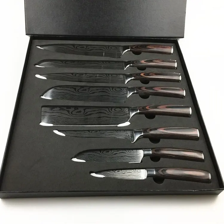 Couteau de Chef professionnel Santoku, couteaux de cuisine à noyau inoxydable pour la cuisine