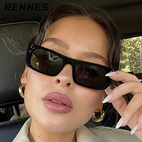Lunettes de soleil unisexes de haute qualité Rennes UV400, monture en PC noire pleine bordure de luxe avec décorations à rivets pour l'ombrage du soleil en extérieur