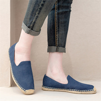 Espadrilles en toile décontractées et simples pour hommes, semelle en chanvre absorbant la transpiration, antidérapantes, mules d'été à enfiler