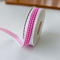 Ruban à carreaux ondulé de 1,5 cm avec bord crocheté pour emballage cadeau floral, nœuds DIY et accessoires vestimentaires