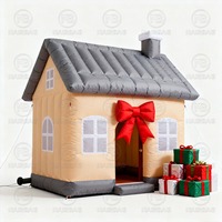 Maison gonflable de Noël Santa Grotto pour la décoration extérieure de Noël de cour tente de neige de maison de glace