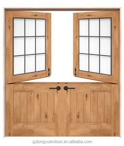 Puerta clásica de madera para granja, PUERTAS DE metal con ventana, para Exterior, holandesa