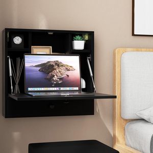 Gỗ Màu Đen Gấp tường bàn với lưu trữ ngăn kéo Kệ gấp xuống Wall Mount máy tính xách tay góc nổi bàn cho không gian nhỏ - Product Image 4