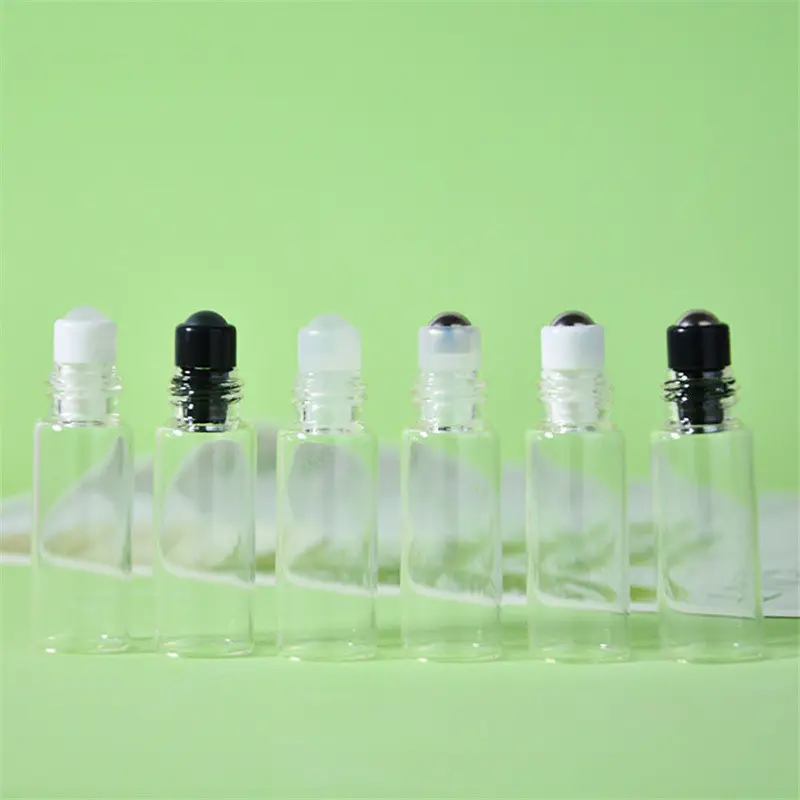 1ml/2ml/3mlクリアアンバーブルー空のオイルアター香水詰め替えロールオンローラーボトル