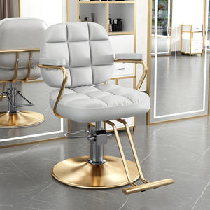 Fauteuil Professionnel <span class=keywords><strong>de</strong></span> Pédicure et Coiffure pour Salon <span class=keywords><strong>de</strong></span> Beauté Barbershop Noir-Or avec Inclinaison et Revêtement en Similicuir - Product Image 3