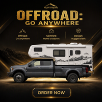 Camping-car amovible pour pick-up, en aluminium, à carrosserie rigide, pour les voyages tout-terrain en véhicule utilitaire lourd