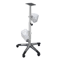 Chariot médical sur roulettes avec grande plateforme et support pour câble, chariot pour appareil ECG