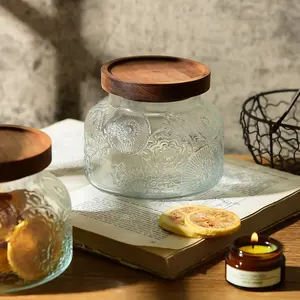 Botol Jar penyimpanan kaca Bar kopi teh makanan dapur penjualan terbaik baru Set wadah dengan tutup bambu pegangan logam