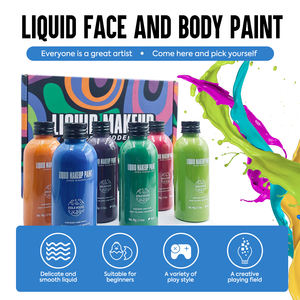 <span class=keywords><strong>Kit</strong></span> de peinture faciale Peinture liquide 90ml 6 couleurs Peinture faciale organique sans cruauté pour le <span class=keywords><strong>maquillage</strong></span> d'Halloween ou les fêtes - Product Image 2