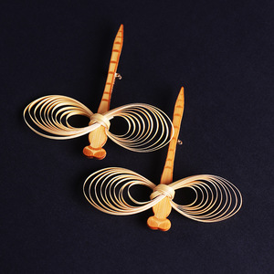 Bamboo Weaving Dragonfly Brooch Pin Handmade Insect Shape Gift For Unisex Fashion Accessory - Product Image 3