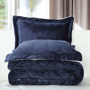 Wholesale Soft Luxury Design Woven Reversible Polyester Microfiber 3pcs Sherpa Fleece Air-permeable <strong>Comforter</strong> <strong>Set</strong> - Product Image 2
