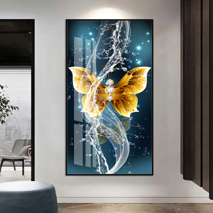 Stile Nordic farfalla oro pittura a farfalla arte della parete <span class=keywords><strong>di</strong></span> arte nordica per la decorazione della camera da letto pittura <span class=keywords><strong>di</strong></span> cristallo porcellana - Product Image 2