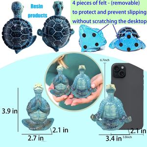 Set di 2 Statuette in Resina di Tartaruga Marina per Yoga e Meditazione <span class=keywords><strong>Zen</strong></span> con Base Antiscivolo - Decorazione a Tema Oceanico per Spiaggia, Bagno e Ufficio - Product Image 3