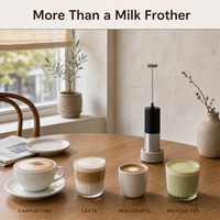 Mousseur à lait électrique portatif à piles, fouet mélangeur pour café, latte, cappuccino, mini-mousseur en acier inoxydable