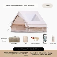 Grande tente de camping gonflable quatre saisons portable de 12 m², ouverture automatique rapide, 2 puits de lumière, Oxford imperméable