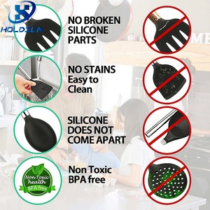 Ensemble d'ustensiles de cuisine multifonctionnels en silicone résistant à la chaleur 7 pièces pour femmes modernes avec poignée antidérapante en acier inoxydable - Product Image 6