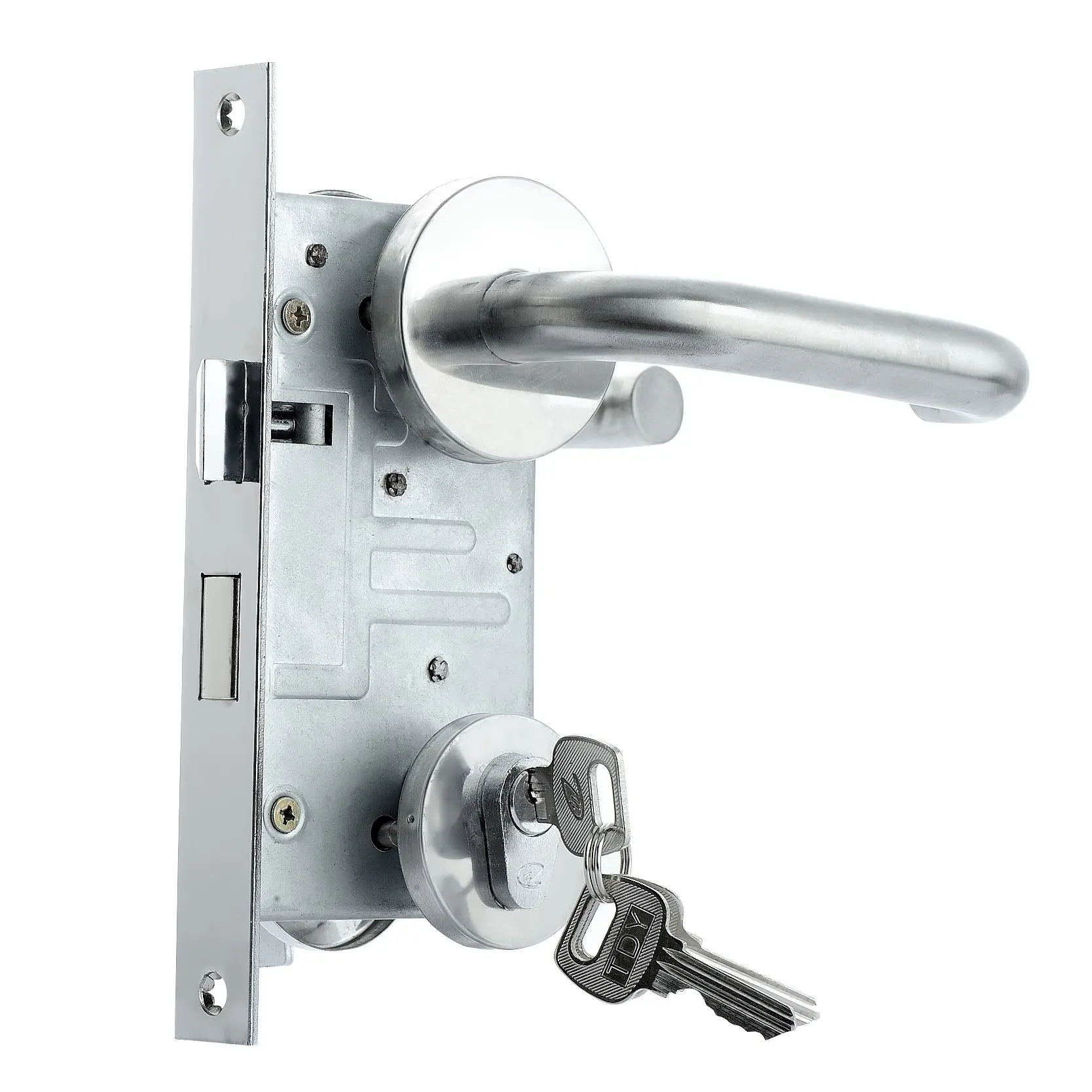 Langgou ล็อคกันไฟ304สแตนเลสล็อคกันไฟ1.5ชั่วโมงล็อคประตูรักษาความปลอดภัยพร้อมกุญแจ