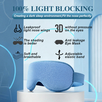 Masque pour les yeux en coton profilé 3D pour le sommeil, sans pression pour les yeux, avec bandeau, élastique réglable, taille de voyage