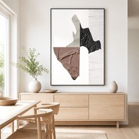 Peinture abstraite grand format à rayures, faite à la main sur toile, style Wabi Sabi nordique, encadrée, prête à accrocher, vente en gros, tableaux et arts muraux